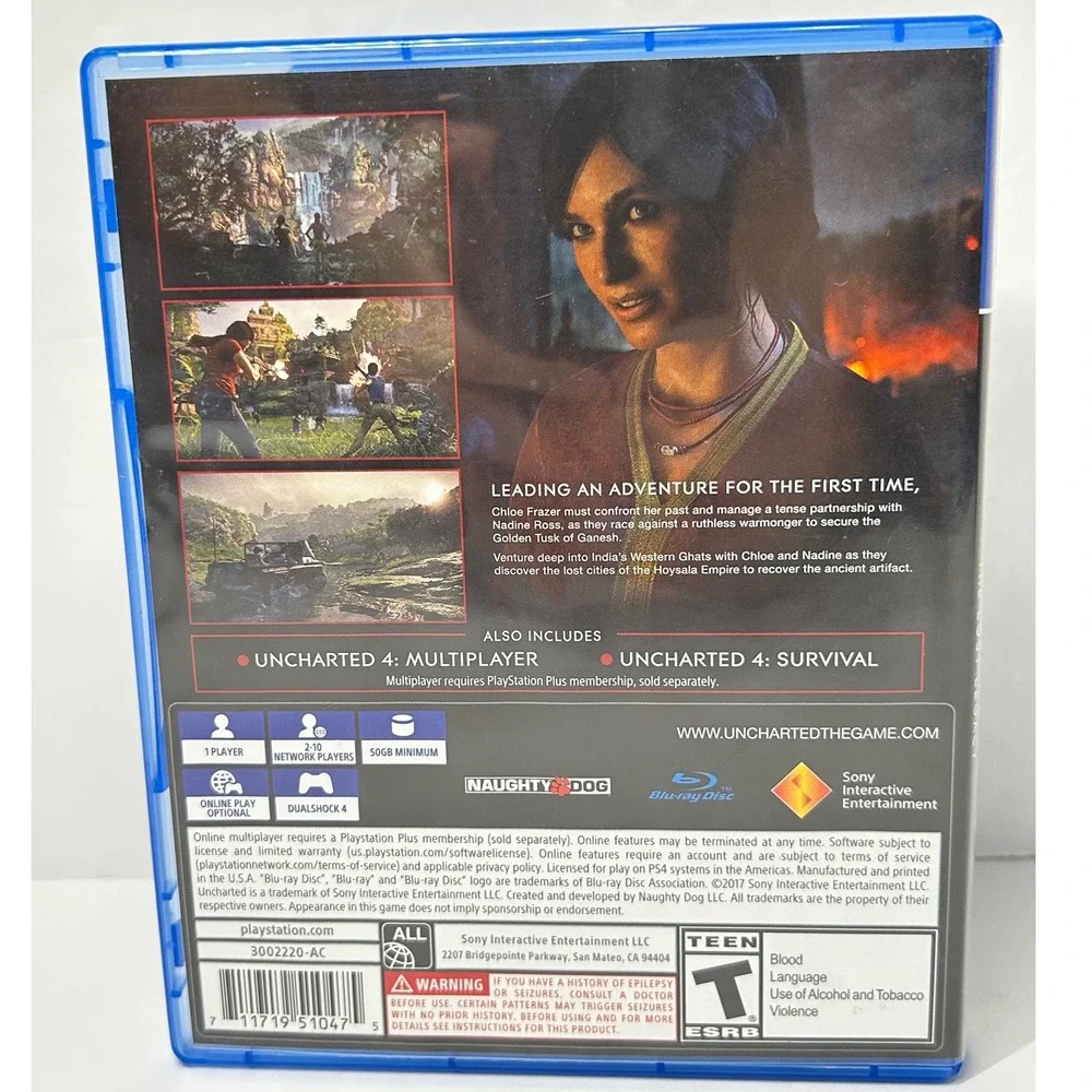 Uncharted The Lost Legacy PlayStation 4 PS4 Video Game No Manual‎